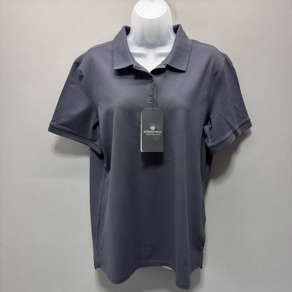 Stormtech Womens Large Ferrerra UPf 50+ Short Sleeve Dolphin Gray Polo NEW
